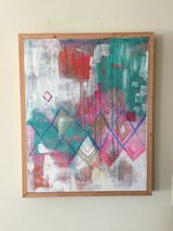 Moroccan Series: Mint Tea and Rose—  17.5x21.5" with a custom wood frame
