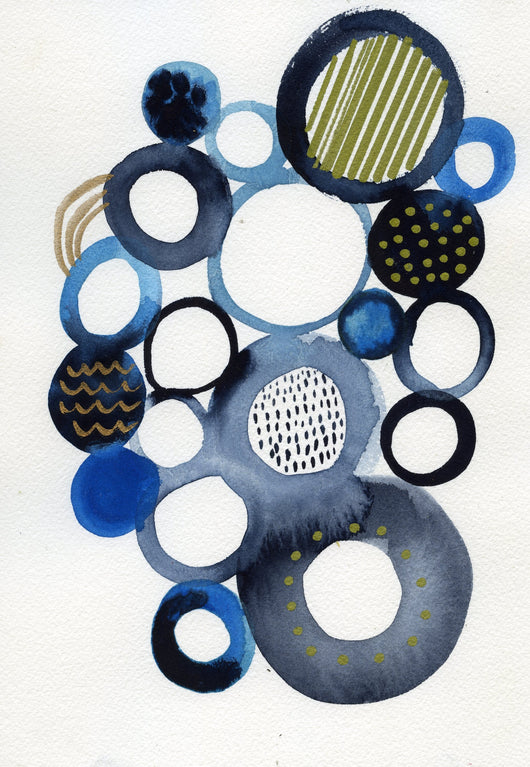 Deep Indigo Moon— Watercolor Original 8x10