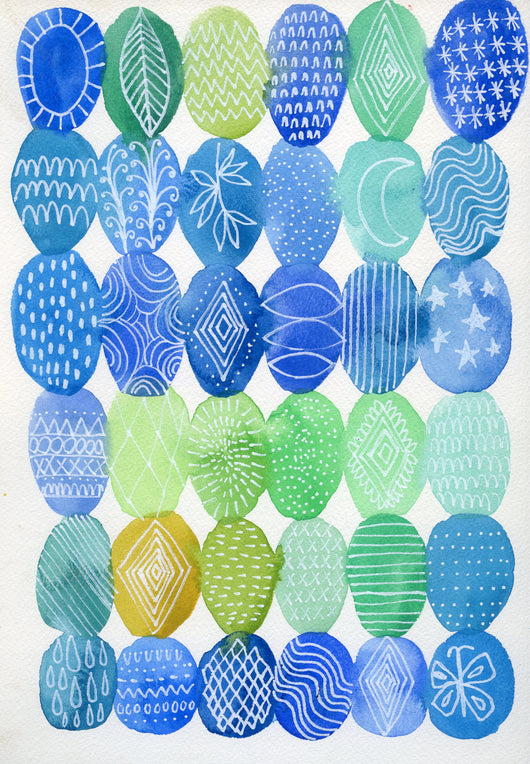 Pattern Flow— Watercolor Original 9x12