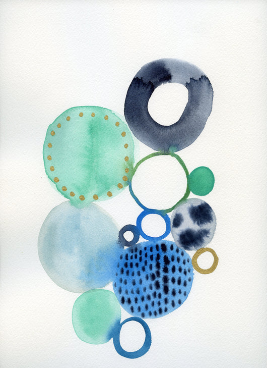 Viridian Moons— Watercolor Original 9x12