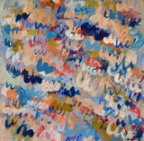 SCRIBBLE MEDITATION Peach & Blue 20x20 on canvas