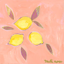 Monte Isola Lemons- 8x8 on wood (free shipping in US)