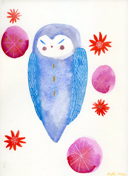 Sweet Owlito— Watercolor Original 9x12