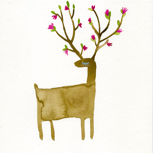 Budding Deer— Watercolor Original 8x8
