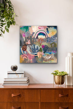 Rainbow After a Storm— 24x24 on canvas// Free shipping in US