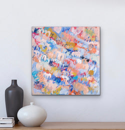 Peach Scribble Meditation— 20x20 inches