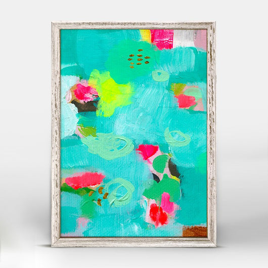 Turquoise Lime Rose- Giclee on Canvas